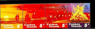 Cayman Islands Caribbean Sea Beach Fire Ritual Strip Of 4