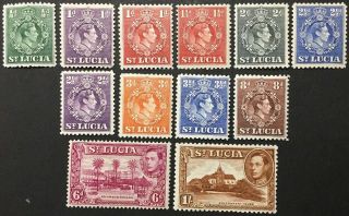 St Lucia 1938 Stamp Set To 1s All Hinged 12 Stamps
