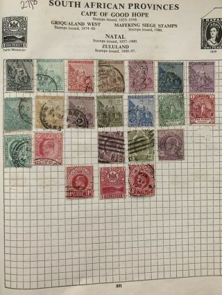 Old Album Page Of Stamps From South African Provinces (the Strand)