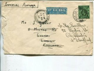 Hong Kong Imperial Airways Air Mail Cover To England 1937