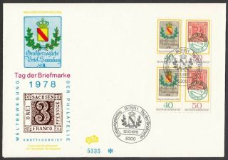 Germany - West,  1978 Stamp Day Illustrated Fdc.  Scarcer 