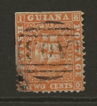 British Guiana 1862 - 5 Qv Sg58 2c Orange Pf12.  5 - 13 Good Cat £29