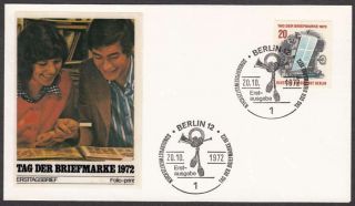 Germany - Berlin,  1972 Stamp Day Illustrated Fdc.  Scarcer 