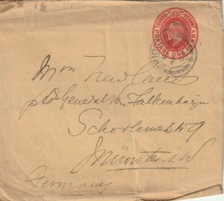 1908 Edward Vii Newspaper Wrapper Sent From Bridgend To Munster Germany