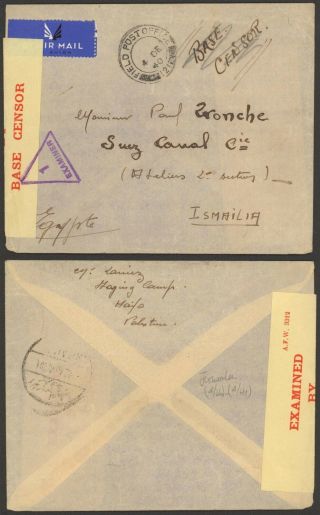 Gb Wwii 1940 - Field Post Air Mail Cover To Egypt - Censor 34925/17