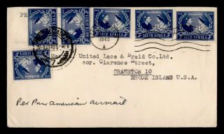Dr Who 1948 South Africa Paa Airmail To Usa Royal Wedding Aniv Pair E52959