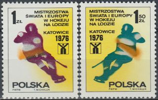Poland European & World Championships Ice Hockey 1976 Mnh - 0,  50 Euro