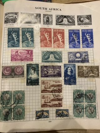 Two Old Album Pages Of Stamps From South Africa (the Strand)
