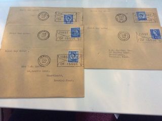 Gb Fdc Regional Issue 4d Stamp 07.  02.  1966 Set Of 5 On Plain Covers