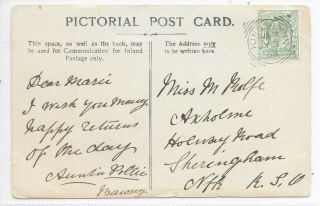 Gb Ppc 3/7/1903 Kings Lynne - Sheringham; Squared Circle Cancel.