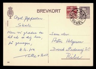 Dr Who 1951 Denmark Skals Postal Card Uprated Stationery C136500