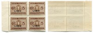 Italy Italia 1934 Libia Libya 5c Segnatasse Postage Due Mnh Margin Block 4