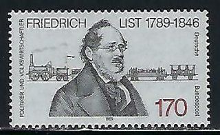 D9537 Nh 1989 Germany Sc 1583 $2.  40 Economist Friedrich List