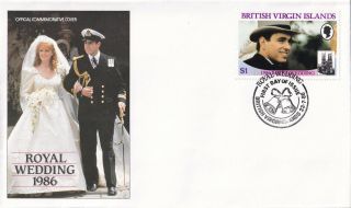 (21292) British Virgin Islands Fdc Prince Andrew Fergie Royal Wedding 1986