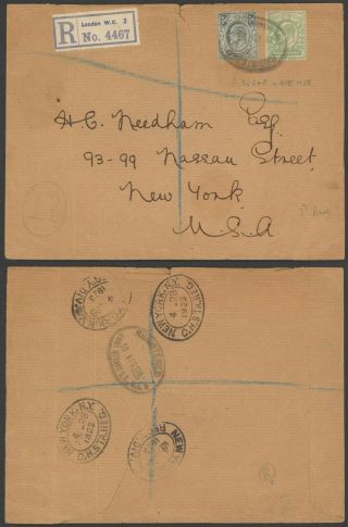 Gb 1923 - Registered Cover London To Usa 31766/11
