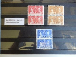 St Christopher & Nevis 1937 Kgvi Coronation Pairs X3 Mintneverhinged L62