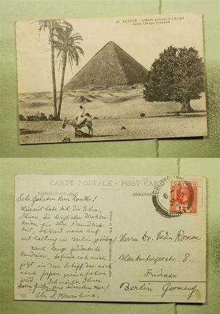 Dr Who 1929 Ceylon Colombo Egypt Cheops Pyramid Postcard To Germany E47850