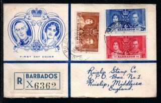 Barbados 1937 Coronation Set On Illustrated First Day Cover