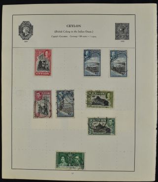 Ceylon/cayman Islands Double Sided Album Page Of Stamps V8230