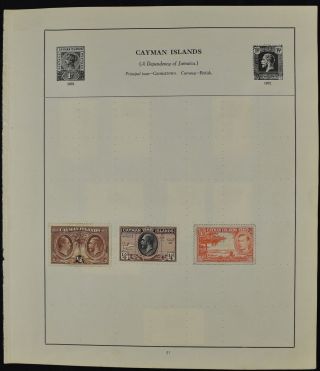 Ceylon/Cayman Islands Double Sided Album Page Of Stamps V8230 2