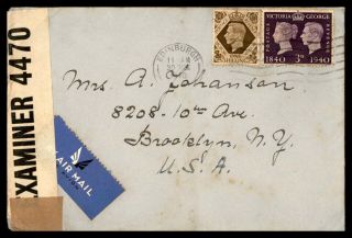 Mayfairstamps Great Britain 1940 Edinburgh Censored To Usa Cover Wwb79849