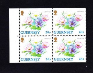 Guernsey Mnh 1992 - 1996 Lisianthus 28p Booklet Pane Of 4,  Sc 491b
