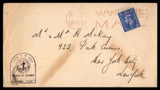Mayfairstamps Great Britain Cover 1940s Maritime Mail Censored To Nyc Ny Usa Wwb