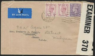 Great Britain 1942 Censored Cover To Usa
