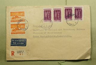 Dr Who 1959 Bulgaria Sofia Registered Airmail To Australia Pair E47945