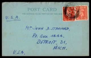 Mayfairstamps 1945 Great Britain Braunton Devon To Detroit Mi Card Wwb41873