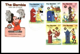 Mayfairstamps Gambia 1986 Christmas Mail Set Of 5 Mickey Mouse Holiday First Day