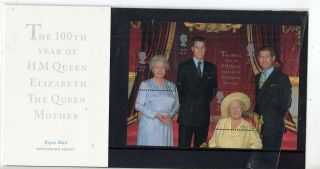 Great Britain Presentation Pack 100th Yr Of Hm Qeii The Queen Mother Mnh 10747