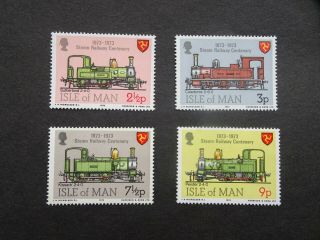Set Of 4 Isle Of Man Steam Railway Centenary Stamps Dated 1973 Umm