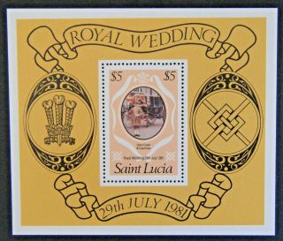 St.  Lucia Stamp 1981 Royal Wedding Souvenir Sheet Scott 546 Nh