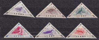 Lundy Island 1954 Birds Set Of 6 Mh Triangle Stamps