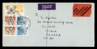 Dr Who 1991 Ireland Dublin To Canada Multi Franked Express Airmail C120157