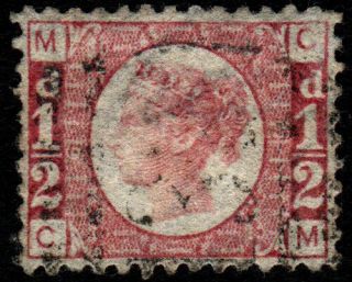 1870 Gb Qv 1/2d Rose - Red Sg48 Plate 6 Letters (cm) Cat £22