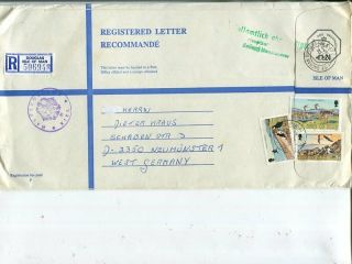 Great Britain Isle Of Man Uprated K Size £1.  24 Reg Cover To Germany 1984