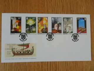Bailiwick Of Guernsey William The Conqueror Official First Day Stamp Cover 1987.