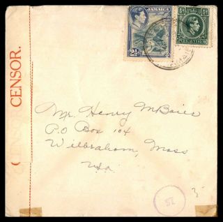 Mayfairstamps Jamaica 1940s Censor Tape Wwii To Usa Cover Wwb36355