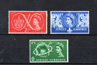 Complete Set Of 3 Qeii Gb Jubilee Jamboree Stamps 1967 Cat£5.  50