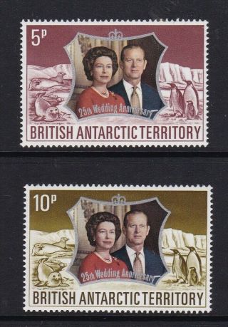Bat British Antarctic Territory 1972 Silver Wedding Set Never Hinged