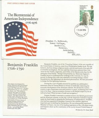 Gb Fdc 1976 Bicentennial Of American Independence