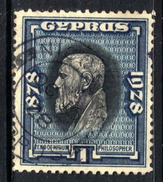 Cyprus 1928 Kgv 1 Pi Black & Greenish Blue Sg 124 (a493)