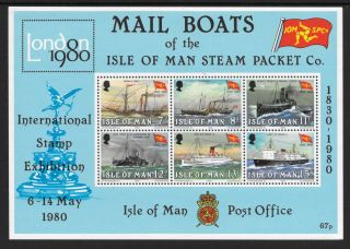 Isle Of Man 1980 150th.  Anniv Of Isle Of Man Steampacket Co Mini Sheet Ms176 Mnh