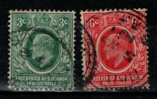 East Africa And Uganda 1907 1908 King Edward Vii 3c And 6c Sg35 - 36
