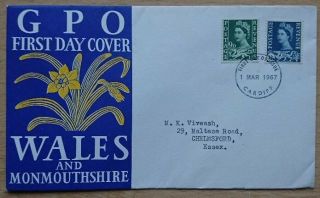 1/3/1967 Wales Fdc.  9d & 1/6 On Gpo Cover (with Insert),  Cardiff Cancellation