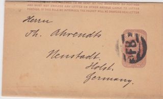 Great Britain - 1885 Qv 1/2d Brown Ps Wrapper London Cover To Neustadt,  Germany