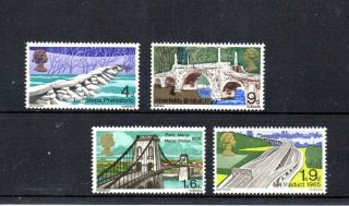 Complete Set Of 4 Qeii Gb Bridges Stamps
