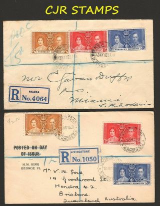 Northern Rhodesia 1937 Coronation Covers (x2) - Australia & S.  R.
